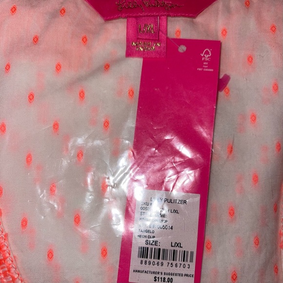 LILLY PULITZER Kipper Cover-Up Tangelo Neon Clip Beach Dress Swimwear - Picture 8 of 9
